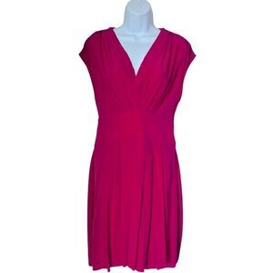 Lil For Anthropologie Pink Draped 100% Silk pleated A Line Smocked Back Dress L